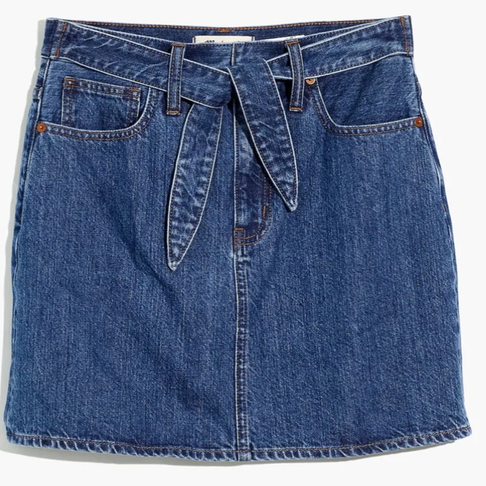 Madewell Rigid Denim Straight Mini Skirt in Haydel Tie-Waist Edition 26 new - Picture 5 of 10